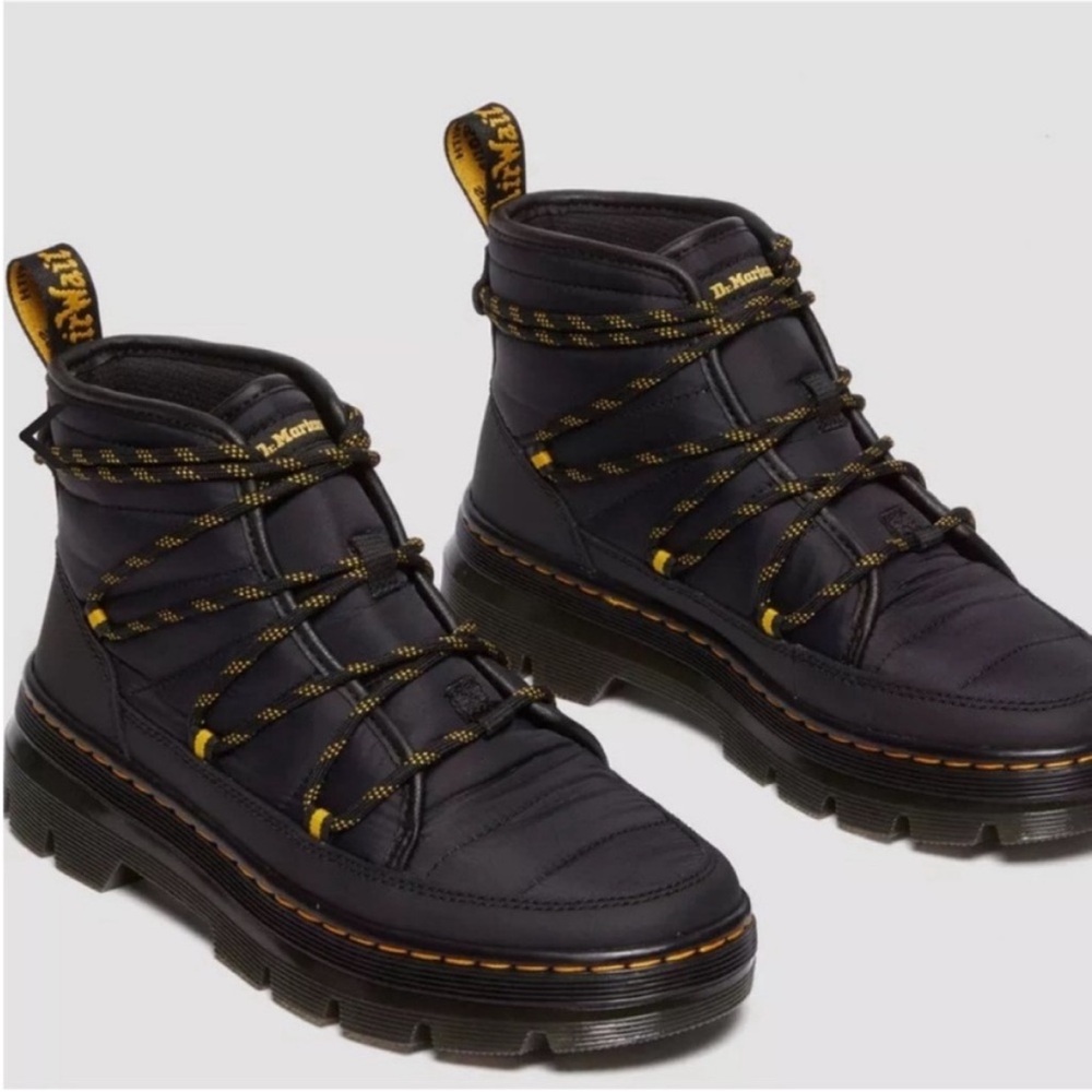 Dr. Martens Black and Yellow Winter Boots